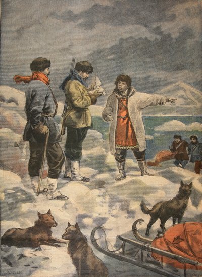 Zoeken naar Andree, Nieuws!, illustratie uit Le Petit Journal: Supplement illustre, 1898 door French School