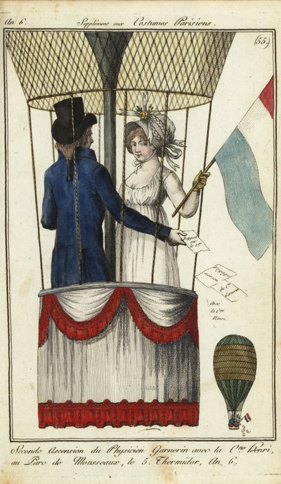 Tweede ballonvaart van Dr. Andre-Jacques Garnerin, 8 juli 1798 door French School