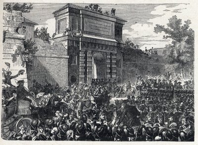 Tweede coalitie: de Slag bij Hohenlinden (bij München, Duitsland) op 12 Frimaire jaar IX (3 december 1800) tussen de Franse troepen van generaal Jean Victor Moreau en de Oostenrijkse en Beierse troepen onder bevel van aartshertog Jean Baptiste door French School