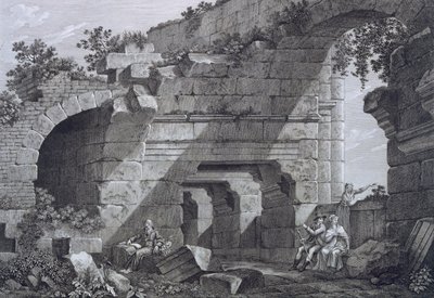 Tweede galerijen van het amfitheater in Nimes, uit Antiquités de la France: Vol I, Monuments de Nimes door French School