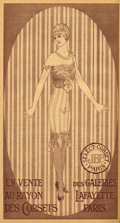 Select JPB korset te koop in de korsetafdeling van Galeries Lafayette in Parijs - 1914 door French School