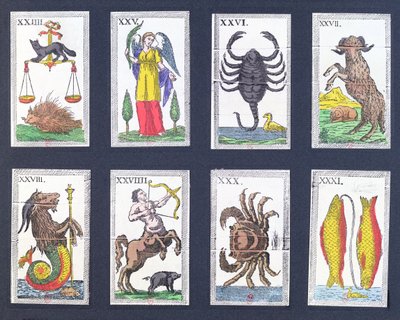Selectie van astrologische tarotkaarten door French School