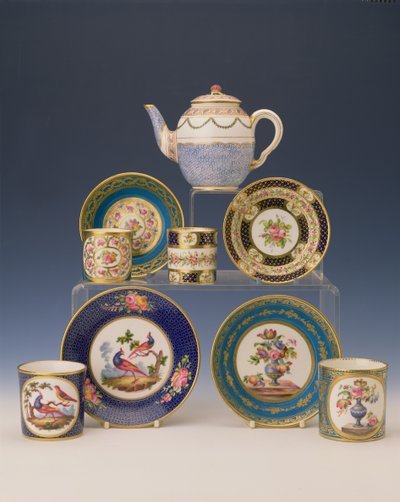 Selectie van theepotten, borden en kopjes, c.1770 door French School