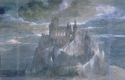 Decorontwerp voor een productie van Hamlet (Acte Een) in de Comédie Française, 1884 door French School