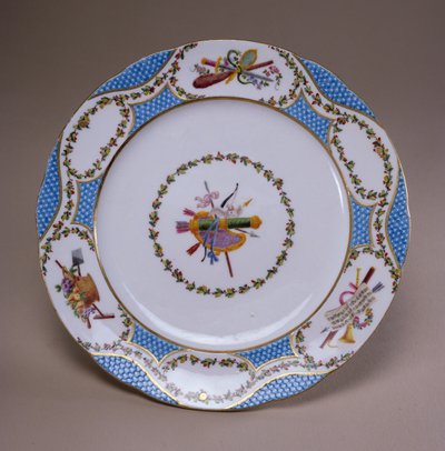 Sevres dessertbord, uit de Melbourne Service, 1770 (zacht-pasta porselein) door French School