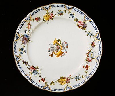 Sevres bord versierd met bladmuziek, 1764 door French School