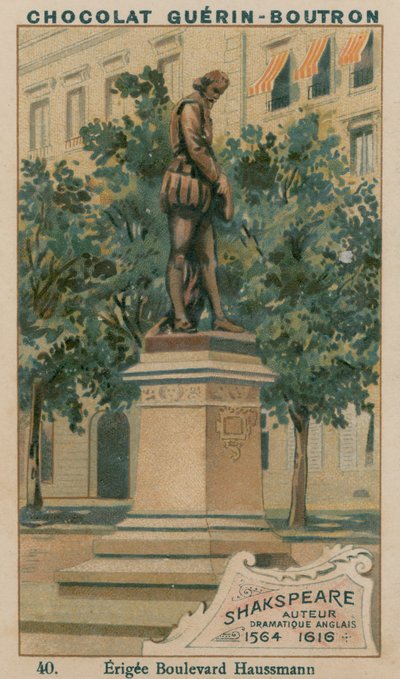 Shakespeare, Engelse Toneelschrijver, 1564-1616, Opgericht op Boulevard Haussmann door French School