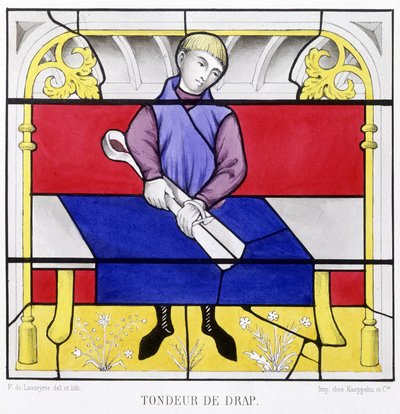 Papiermaker. Facsimile van een glas-in-lood uit de Middeleeuwen in 