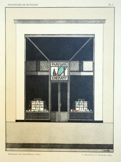 Winkelpui, plaat 1, illustratie uit Devantures de Boutiques door Louis-Pierre Sezille, Parijs, 1927 door French School