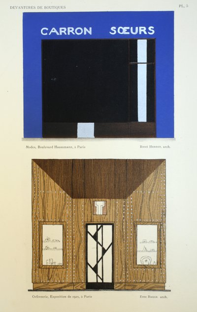Winkelpuien, illustratie uit Devantures de Boutiques door Louis-Pierre Sezille, Parijs, 1927 door French School