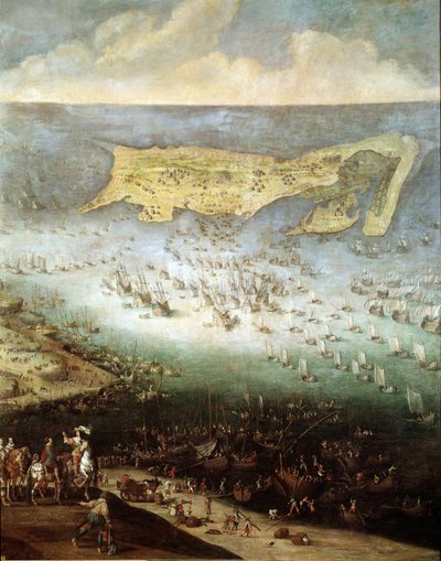 Belegering van de Citadel van Saint Martin op Ile de Re, in 1627 door French School