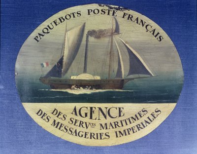 Bord voor de postbootdienst gerund door de Agence des Services Maritimes des Messageries Imperiales door French School