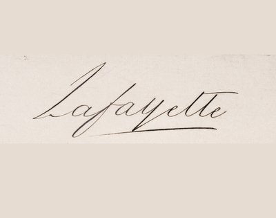 Handtekening van Marie-Joseph-Paul-Yves-Roch-Gilbert du Motier, Marquis de Lafayette door French School