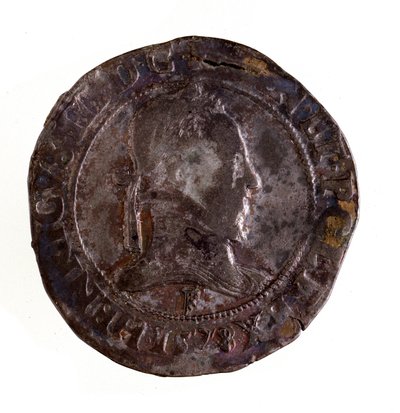 Zilveren Franse testoon, regeerperiode van koning Hendrik III van Frankrijk (1574-1589) Diam. 3,5 cm Napels, archeologisch museum door French School