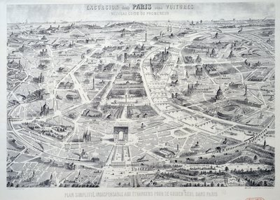 Vereenvoudigd plan van Parijs onmisbaar voor vreemdelingen om zich alleen in de stad te oriënteren. Plaat uit 