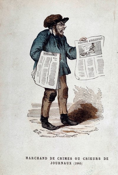 Klein Parijse beroep: de koopman van misdaden of krantenverkopers. door French School