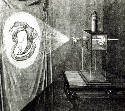 Zonmicroscoop, uit Les Grandes Inventions Anciennes et Modernes door Louis Figuier, Parijs, 1861 door French School