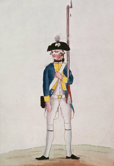Soldaat van het Regiment Royal-Deux-Ponts, ca. 1780 door French School
