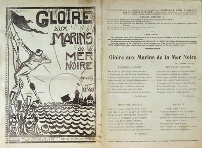 Lied ter viering van de muiterij van de Russische matrozen in de Zwarte Zee, 1905 door French School