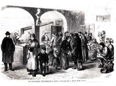 Soepkeuken in Parijs, ca. 1860 door French School
