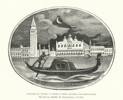 Souvenir van Venetië, cameo ontworpen door de Franse beeldhouwer Emile Soldi door French School