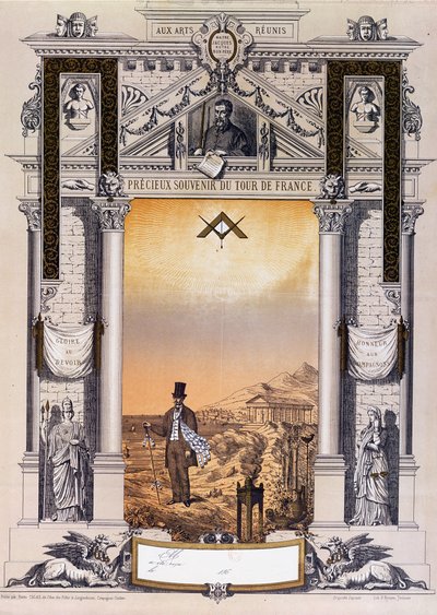 Souvenir van een gezellenreis door Frankrijk na zijn leertijd, ca. 1860 door French School