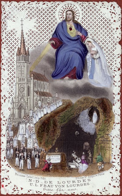 Souvenir van de bedevaart naar Lourdes, gemaakt voor de Wereldtentoonstelling in Parijs, 1867 door French School