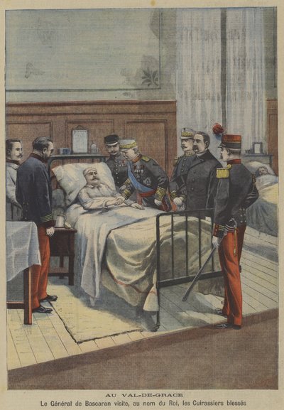 De Spaanse generaal José de Bascaran bezoekt gewonde kurassiers in naam van koning Alfonso XIII in het militaire ziekenhuis Val-de-Grâce in Parijs door French School