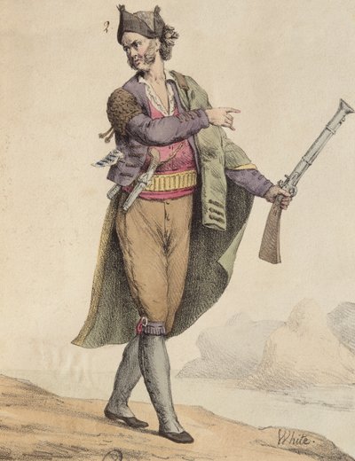 Spaanse smokkelaar uit de omgeving van Cadiz, 1815, gegraveerd door Langlume (19e eeuw) door French School