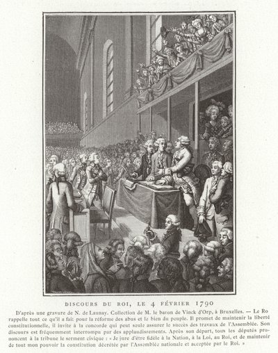 Toespraak van koning Lodewijk XVI van Frankrijk tot de Nationale Vergadering, Franse Revolutie, 4 februari 1790 door French School
