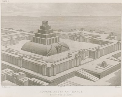 Vierkante Assyrische tempel door French School