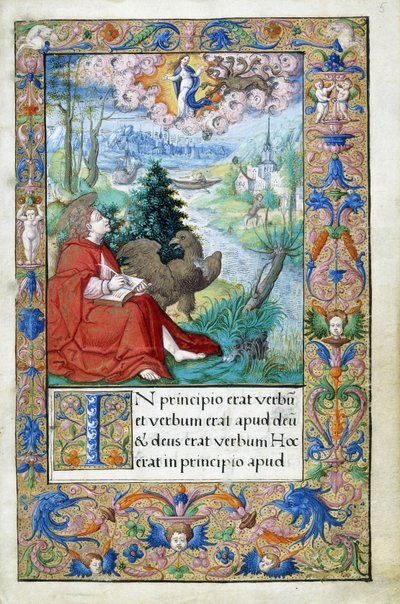 St. Johannes van Patmos, uit een getijdenboek gemaakt voor Francois I, ca. 1532-1540 door French School