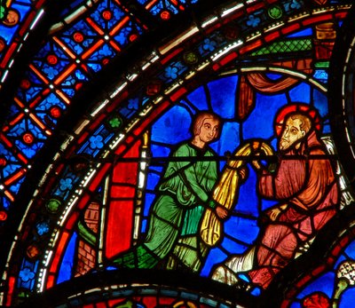 St. Antonius: geeft zijn mantel aan een leerling door French School