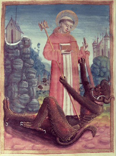 St. Bernard van Menthon (923-1008) Overwint een Demon, uit een getijdenboek, 1490 door French School