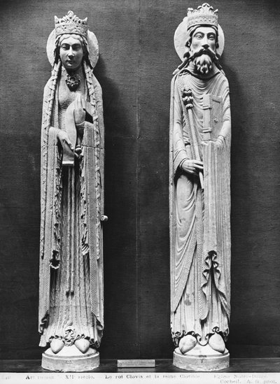 St. Clotilda en Clovis I, van de Kerk Notre-Dame van Corbeil door French School