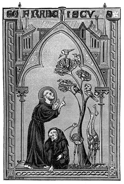 St. Franciscus van Assisi die met de vogels praat door French School