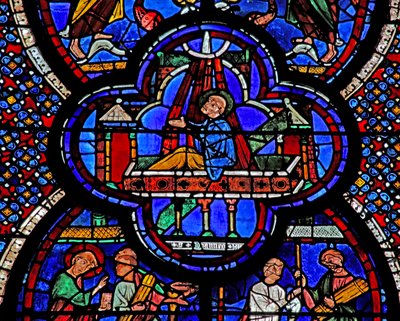 Het Sint-Jans-raam: wacht op dood en opstanding door French School