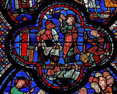 Het Sint-Jans-raam: hij drinkt de vergiftigde kelk door French School