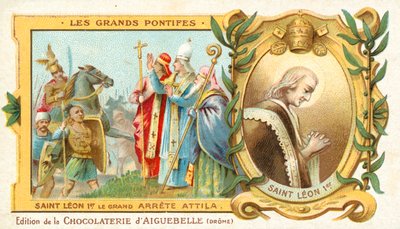 St. Leo de Grote stopt de verovering van Italië door Attila de Hun, 452 door French School