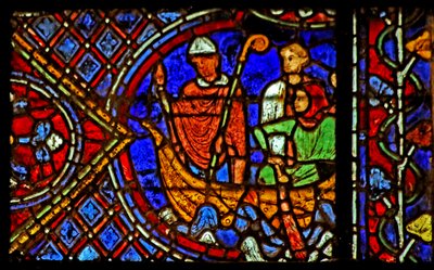 St. Nicolaas: vertelt pelgrims de fles in zee te gooien door French School