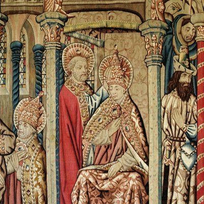 St. Petrus plaatst de pauselijke tiara op het hoofd van St. Clemens, uit 