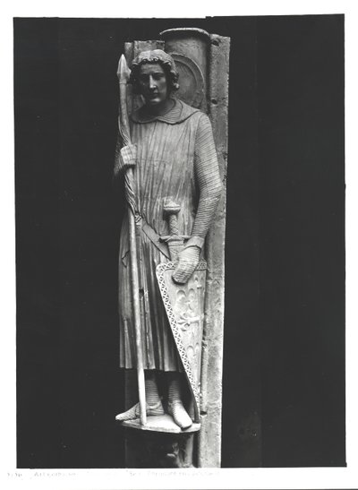 St. Theodoor gekleed als ridder, reliëfbeeldhouwwerk, ca. 1230 door French School