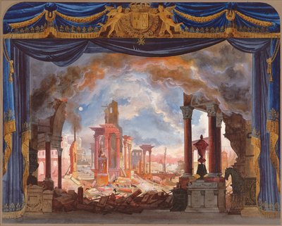 Toneelontwerp voor Act III van Le Siege de Corinthe door Rossini door French School