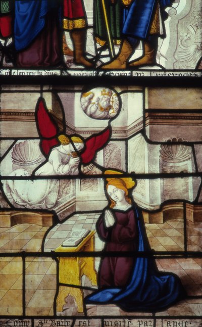 Glas-in-loodraam van de Sint-Barbarakapel, Kerk van Notre-Dame de Semur-en-Auxois door French School
