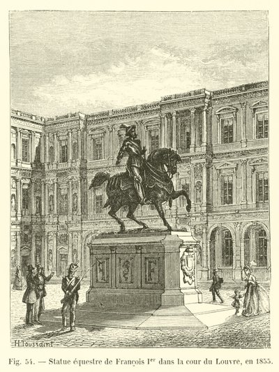 Ruiterstandbeeld van François I in de binnenplaats van het Louvre, in 1855 door French School