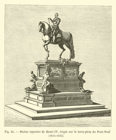 Ruiterstandbeeld van Hendrik IV, opgericht op het midden van de Pont-Neuf, 1614-1635 door French School