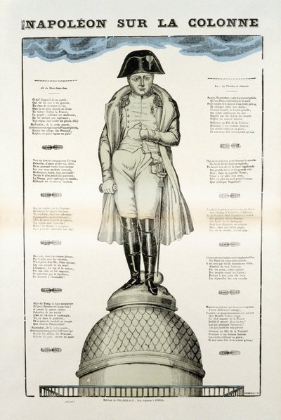 Standbeeld van Napoleon I Bonaparte (1769-1821) op de Vendome-zuil in Parijs. Afbeelding van Epinal door French School