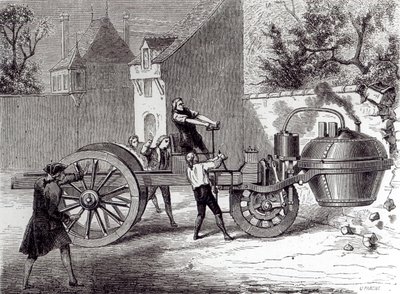 Stoomauto uitgevonden door Nicolas Joseph Cugnot (1725-1804) in 1771, 1886 door French School