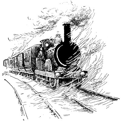 Stoomtrein: locomotief met machinist, een kinderboek begin 20e eeuw door French School