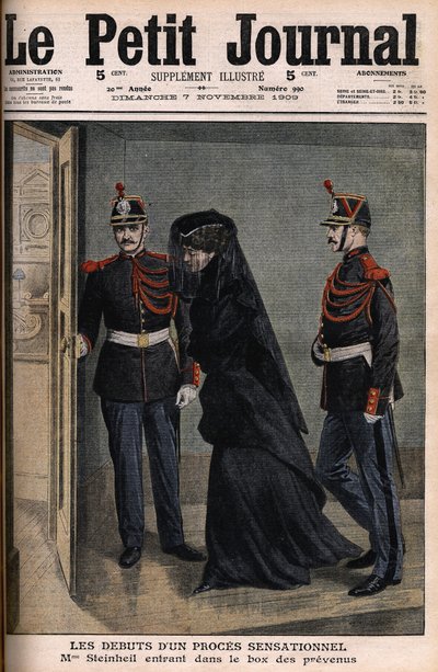 Steinheil-zaak: Marguerite Steinheil (1869-1954) betreedt de beklaagdenbank - Le Petit Journal, 7 november door French School